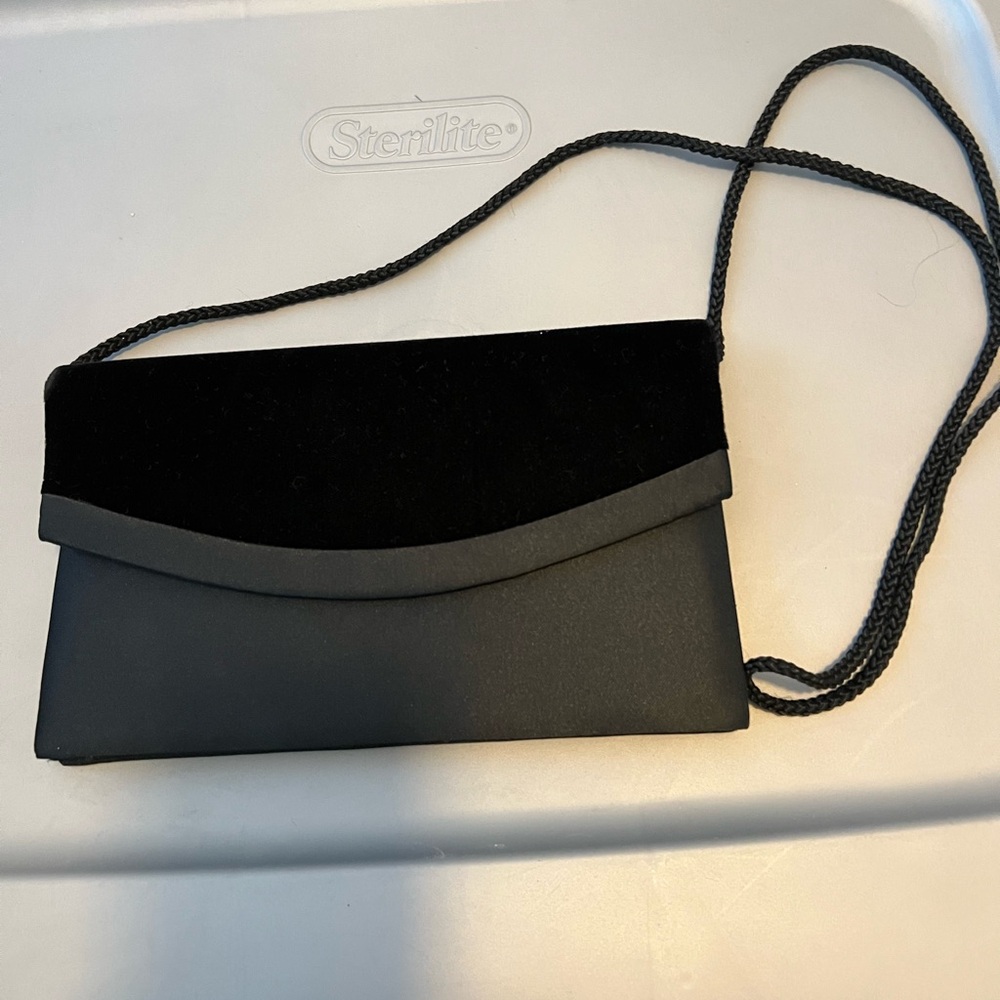 Chic Black Velvet Clutch with Strap